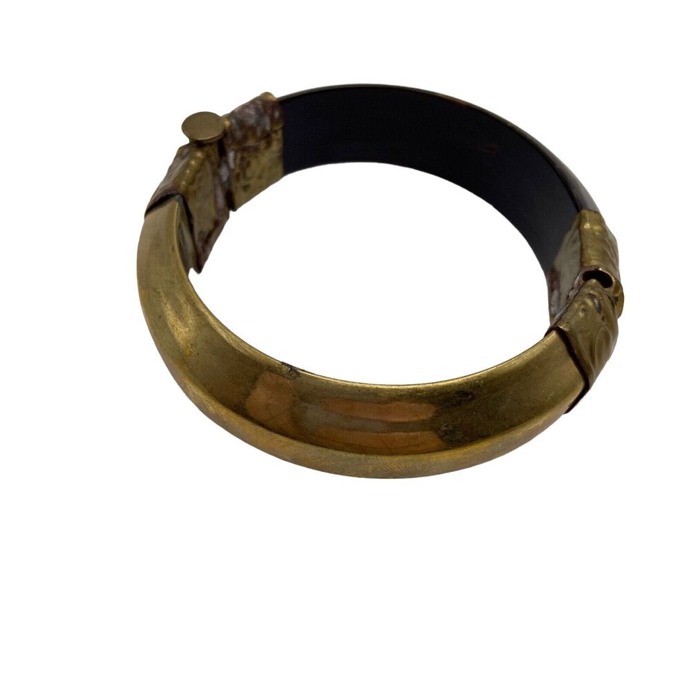 Brass Horn Clamper Bracelet Bangle Carol For Eva Graham Vintage Uncleaned Women View 6